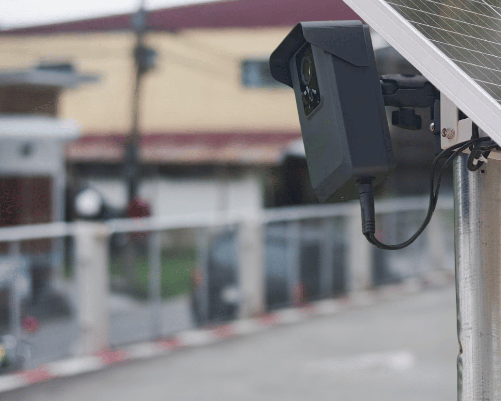 solar sight overlooking residential street
