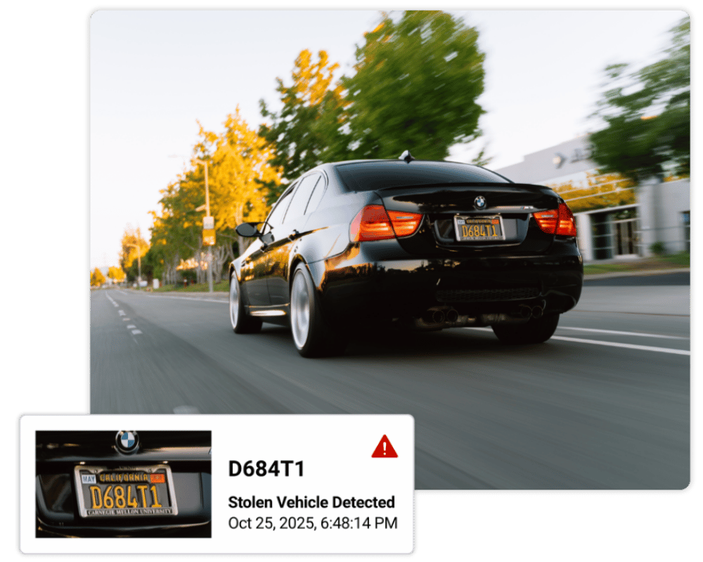 street car stolen vehicle detected modal