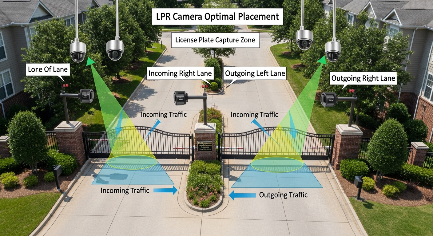 Optimal camera placement at apartment gate for license plate capture
