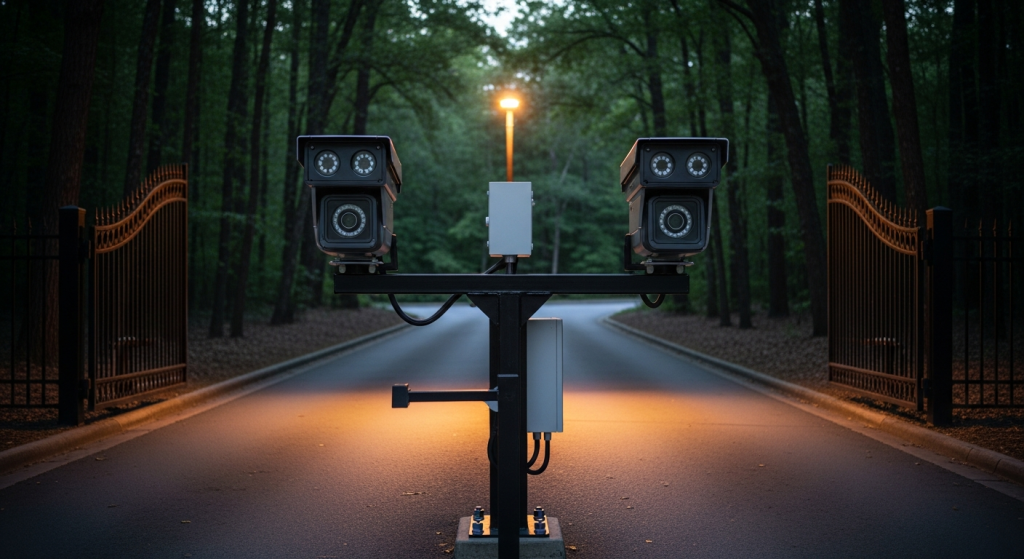 Dual-view LPR camera capturing both front and rear plates on private road