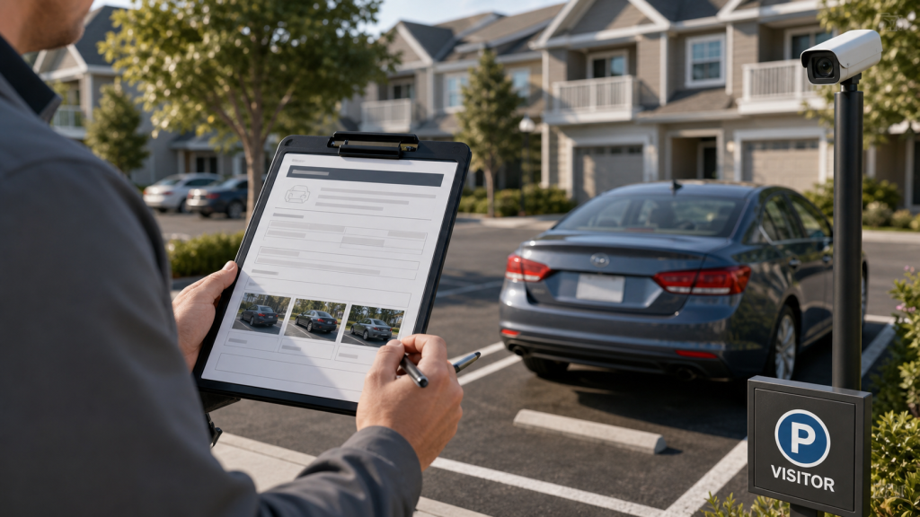 Property manager LPR parking enforcement revenue and HOA visitor parking monitoring
