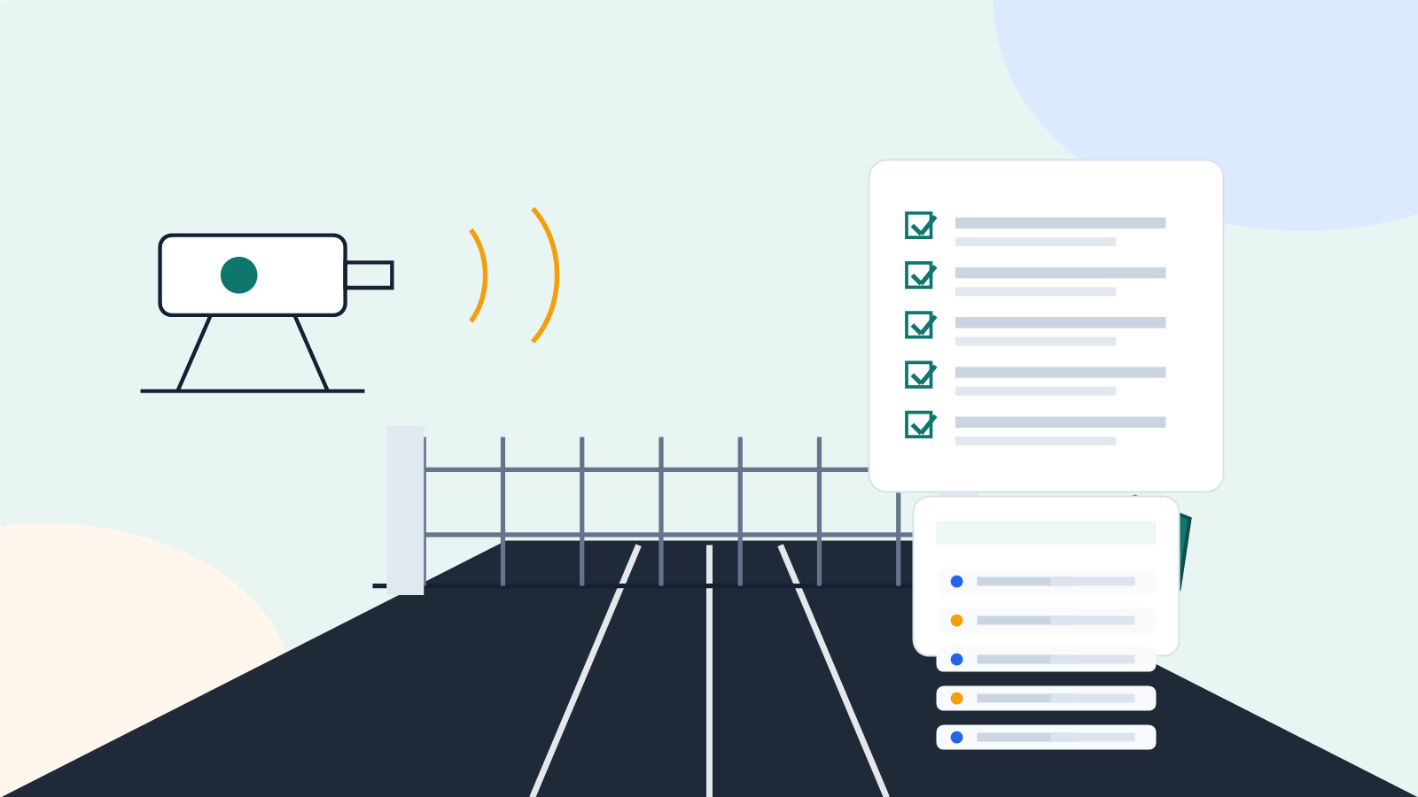 Checklist for HOA license plate recognition camera evaluation with data ownership and retention icons