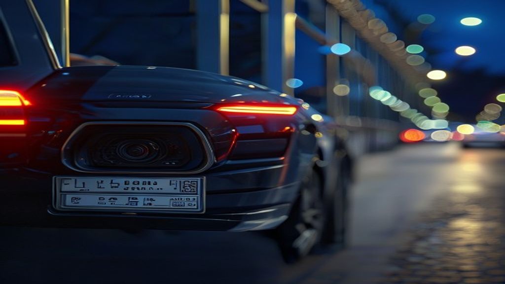 License plate recognition camera scanning a vehicle plate at a gate with LED illumination at night