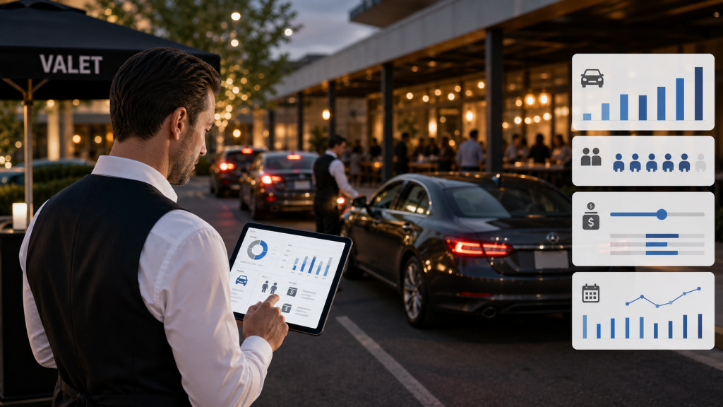 Valet parking cost calculator for attendants events and tip revenue