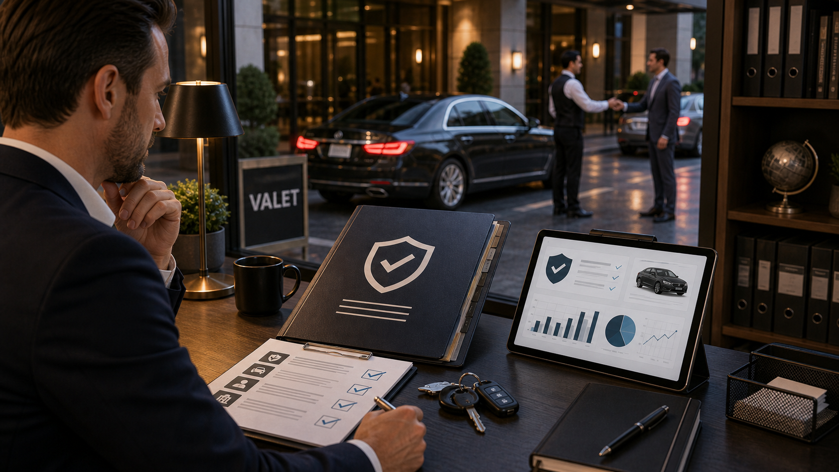 Safe valet parking operation with documented vehicle handoff and professional staff