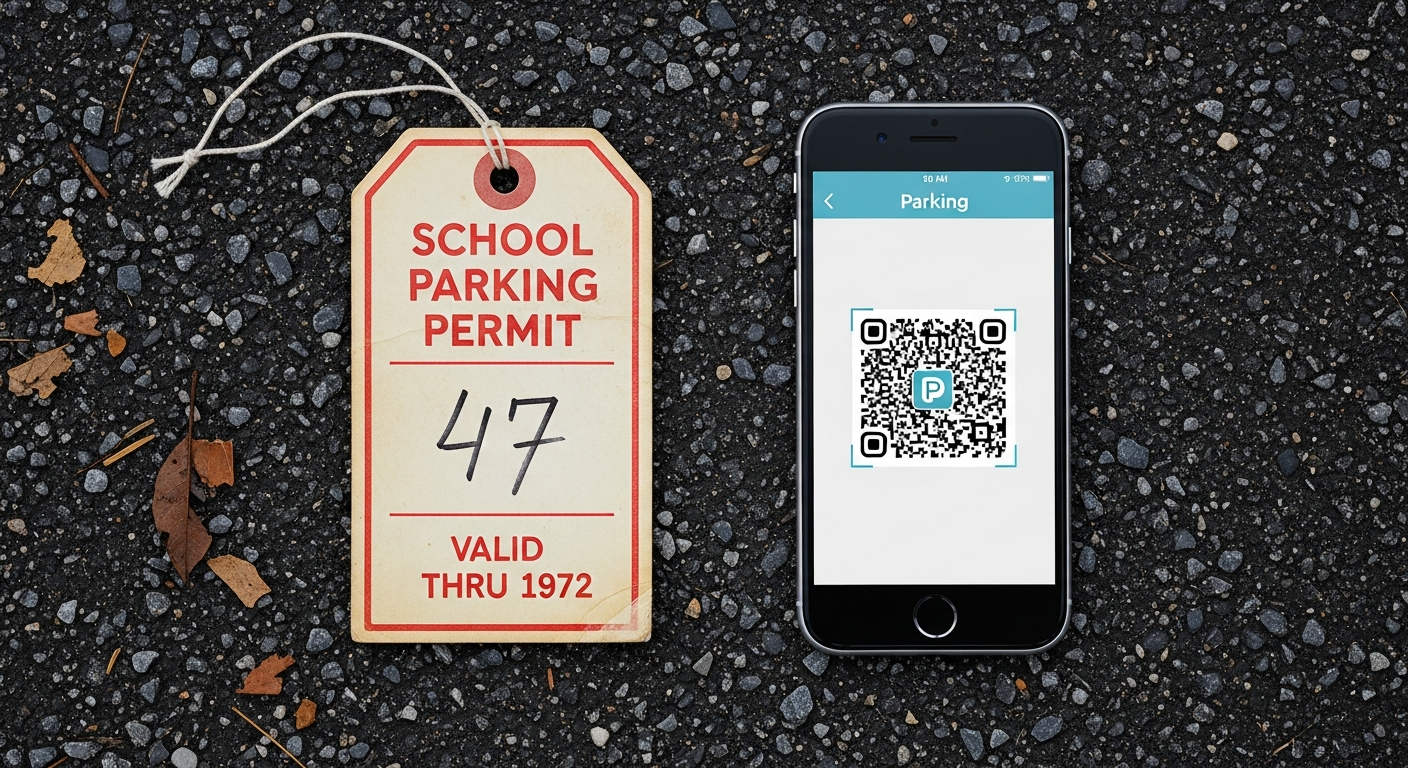 Paper car tag vs digital pickup app - school dismissal comparison