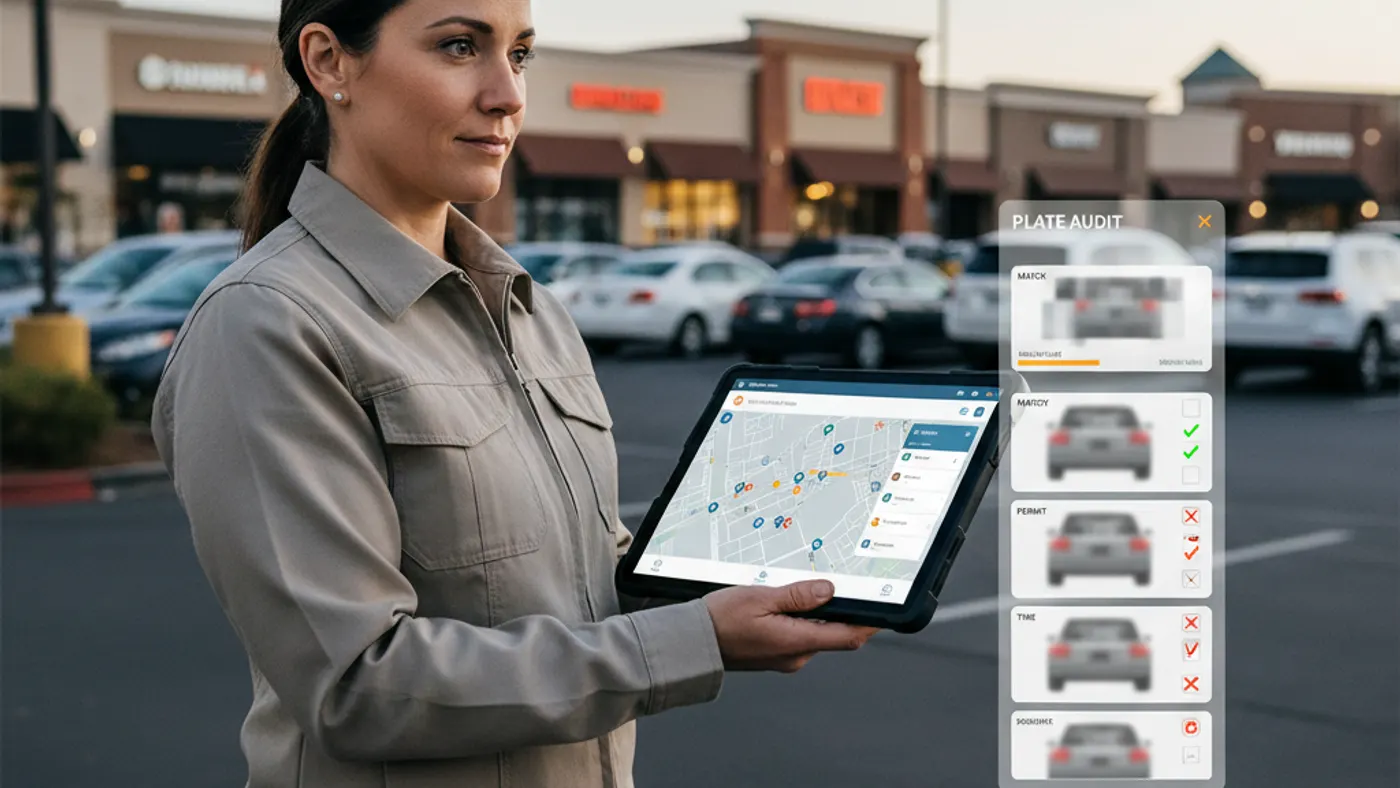Parking enforcement software with license plate recognition and audit dashboard