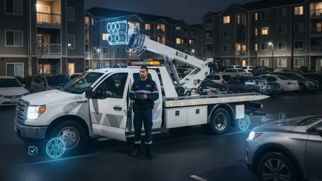 Parking enforcement license plate scanner for apartment and HOA towing patrols