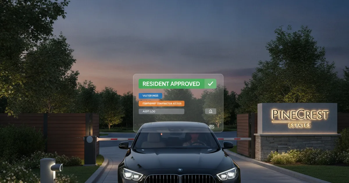 HOA gate access using license plate recognition for residents and visitors