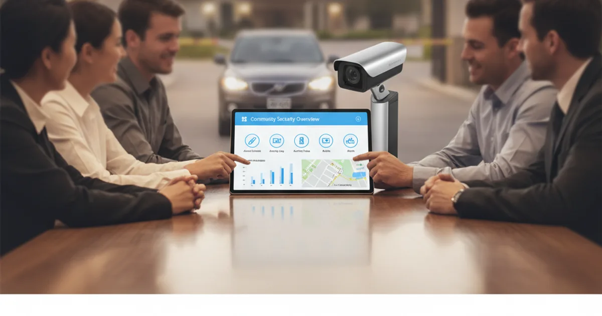 HOA board reviewing license plate camera policy and community security dashboard