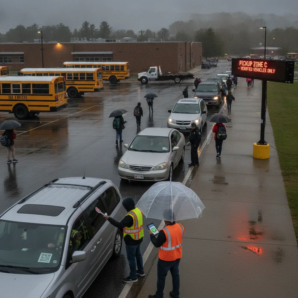 How District Operations Teams Can Manage Rainy Day Carline Backups With Better Vehicle-Based Workflows for student pickup / school dismissal