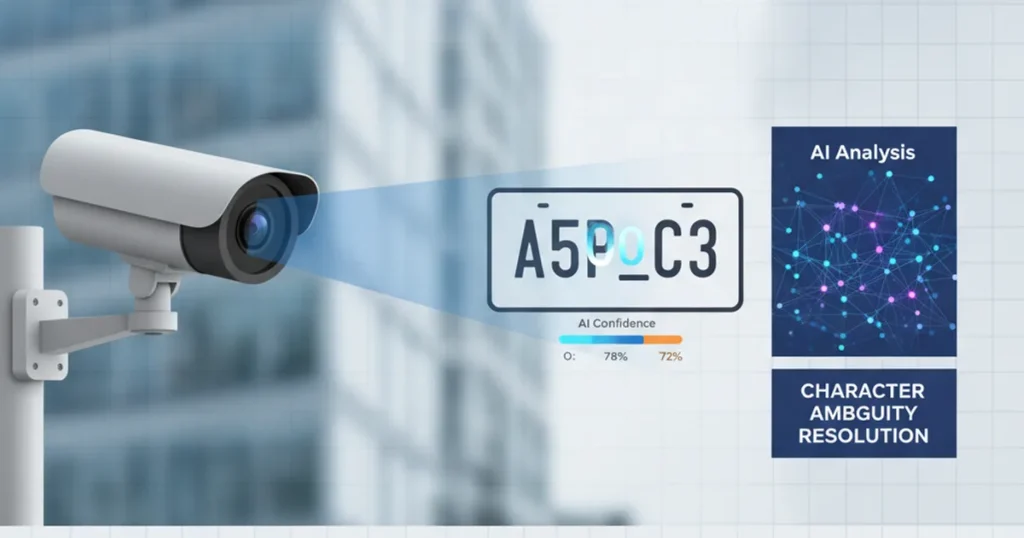 License plate reader accuracy issue showing O versus 0 character confusion