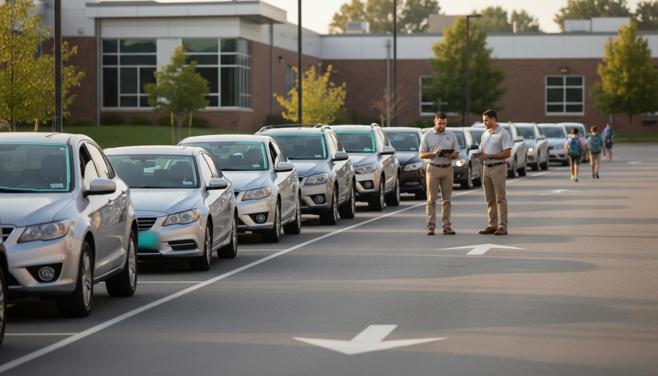 School pickup line license plate recognition for authorized parent vehicle pickup
