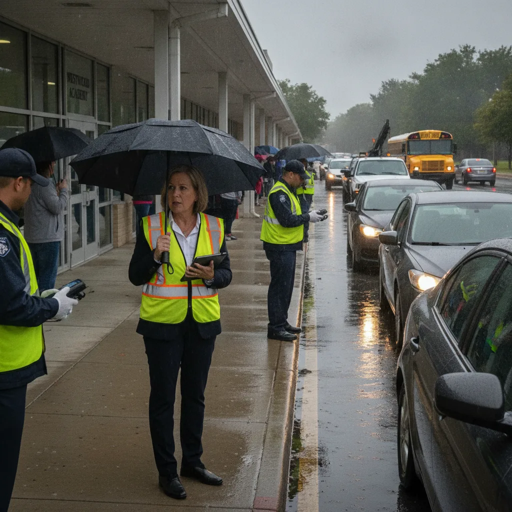 How School Transportation Directors Can Manage Rainy Day Carline Backups With Better Vehicle-Based Workflows for student pickup / school dismissal