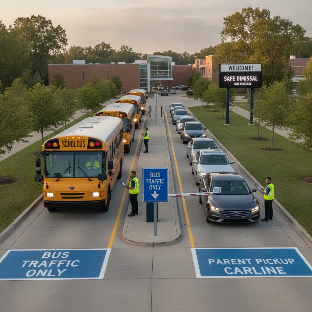 How School Transportation Directors Can Separate Bus And Carline Traffic With Better Vehicle-Based Workflows for student pickup / school dismissal