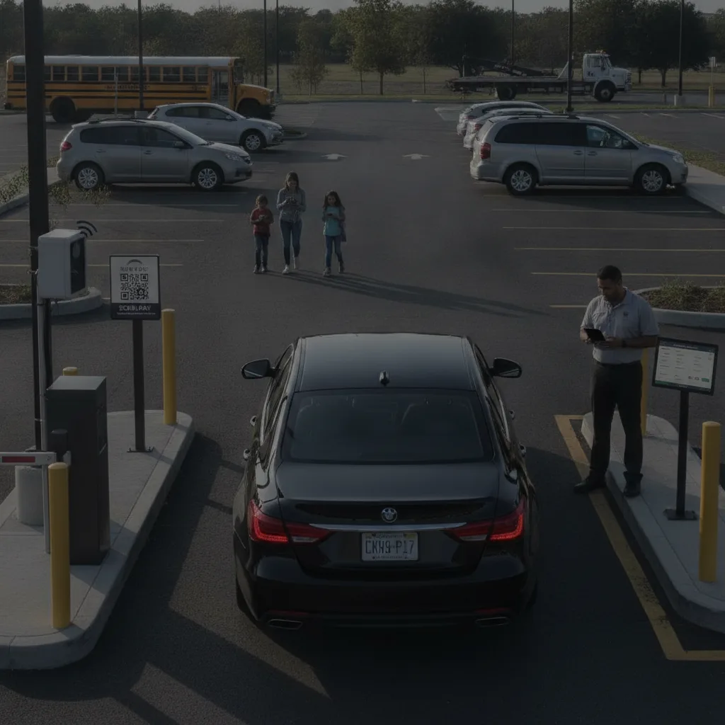 Parking Grace Period Workflow for LPR and Mobile Payment Lots for qr self parking