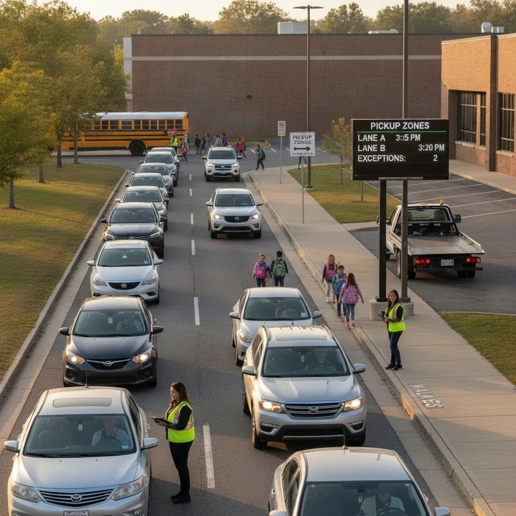 School Pickup Safety Log: First-Week Dismissal Checklist for student pickup / school dismissal