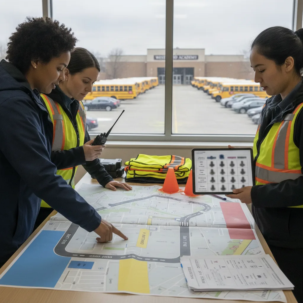 Emergency Dismissal Drill Workflow for School Pickup for student pickup / school dismissal