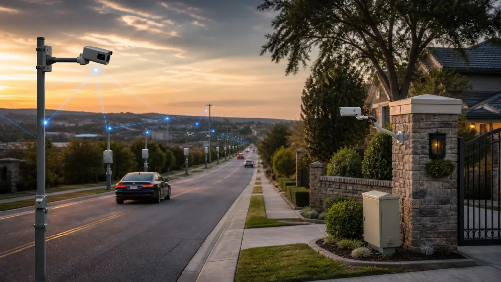 Nationwide networked license plate cameras compared with a locally controlled HOA entrance camera