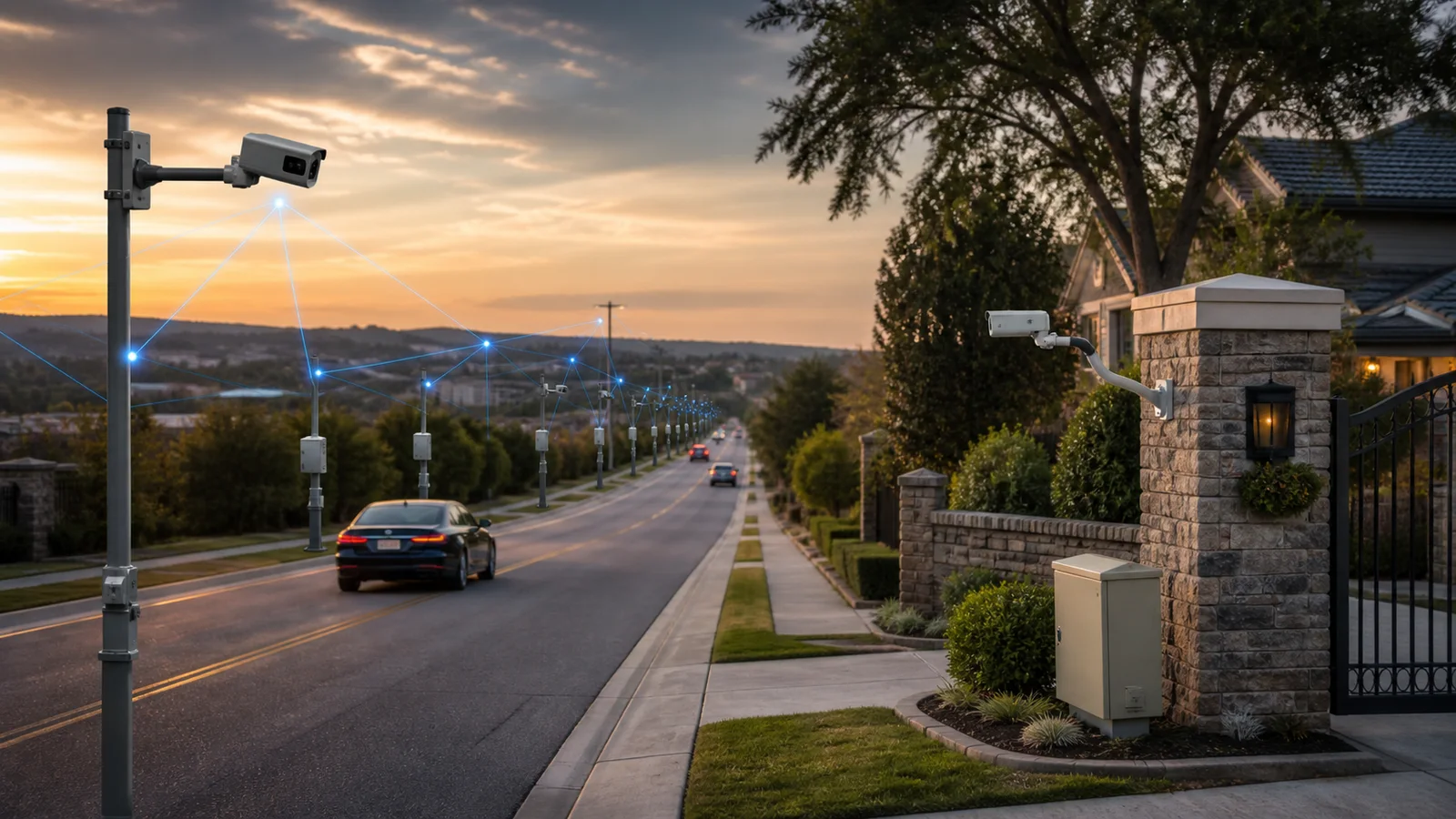 Nationwide networked license plate cameras compared with a locally controlled HOA entrance camera